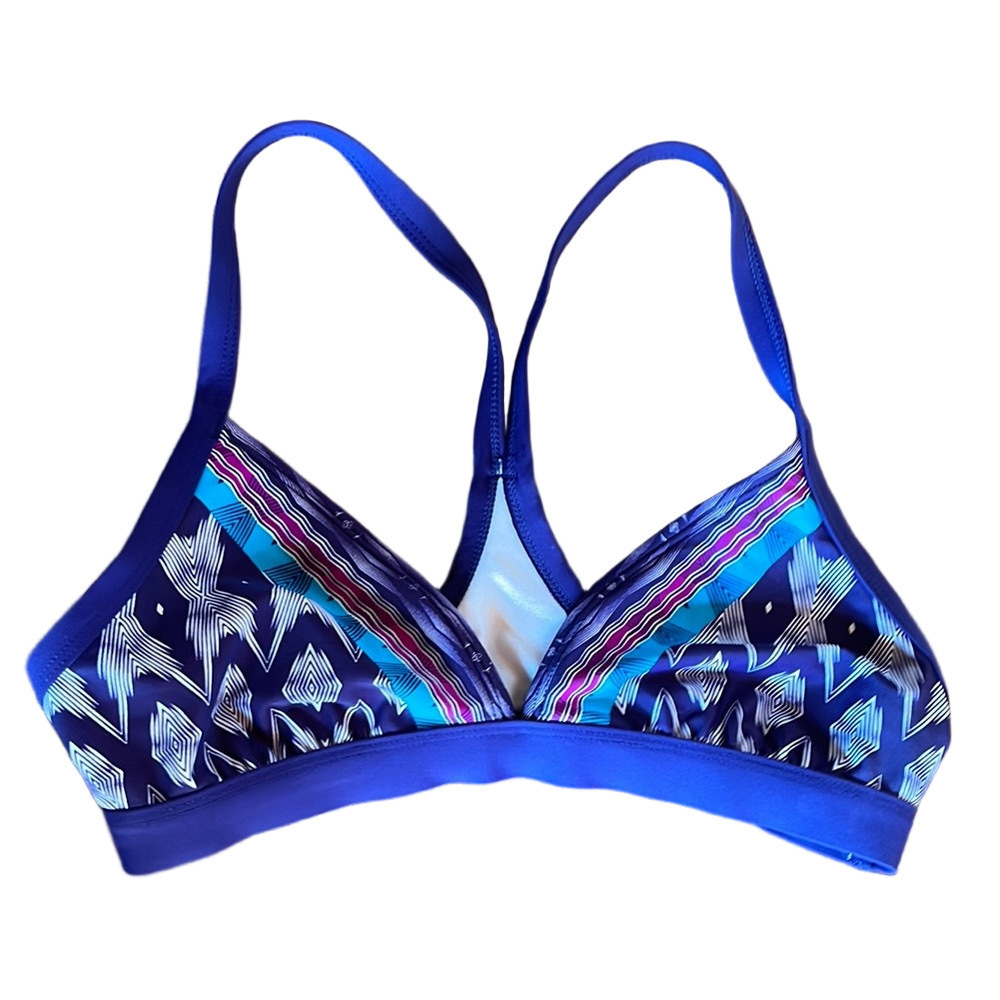 Athleta Blue Patterned Women's Swim Top - Size Small